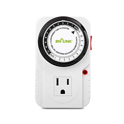 BN-LINK 24-timers plug-in mekanisk timer-jordet akvarium, Grow Light, Hydroponics, Pets, Home, Kitchen, Office, Appliances, UL Listed 125VAC, 60 Hz, 1875W, 15A, 1 / 2HP (1)