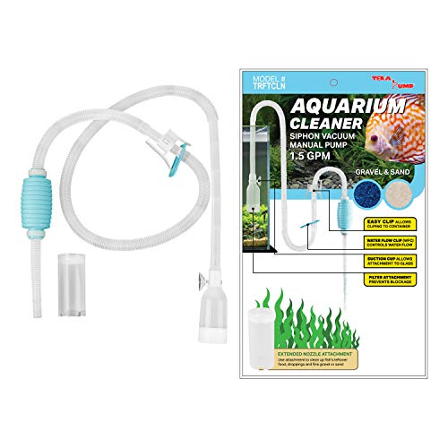 Ægte TERA PUMP Aquarium Cleaner Aquarium Fish Tank Grus Sand Cleaner med lang dyse N Water Flow Controller - BPA Free (model: TRFTCLN)